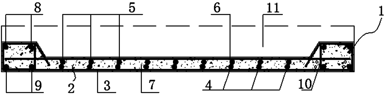 Reverse rib laminated floor slab and construction method thereof