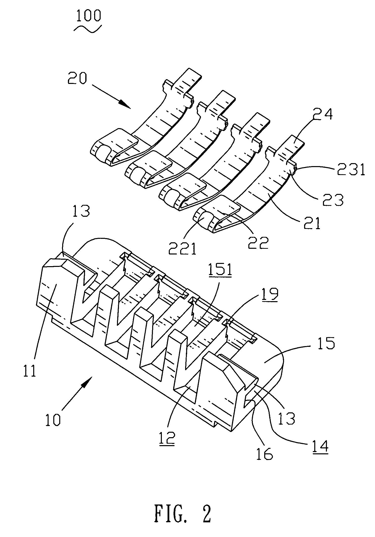 Battery connector with retaining board