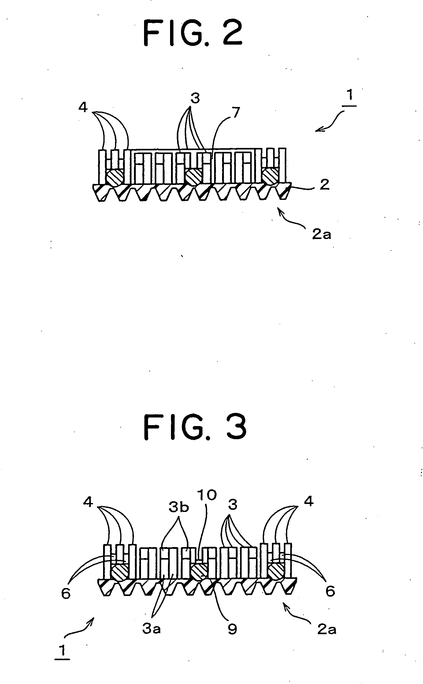 Molded surface fastener and cushion body formed integrally with the molded surface fastener