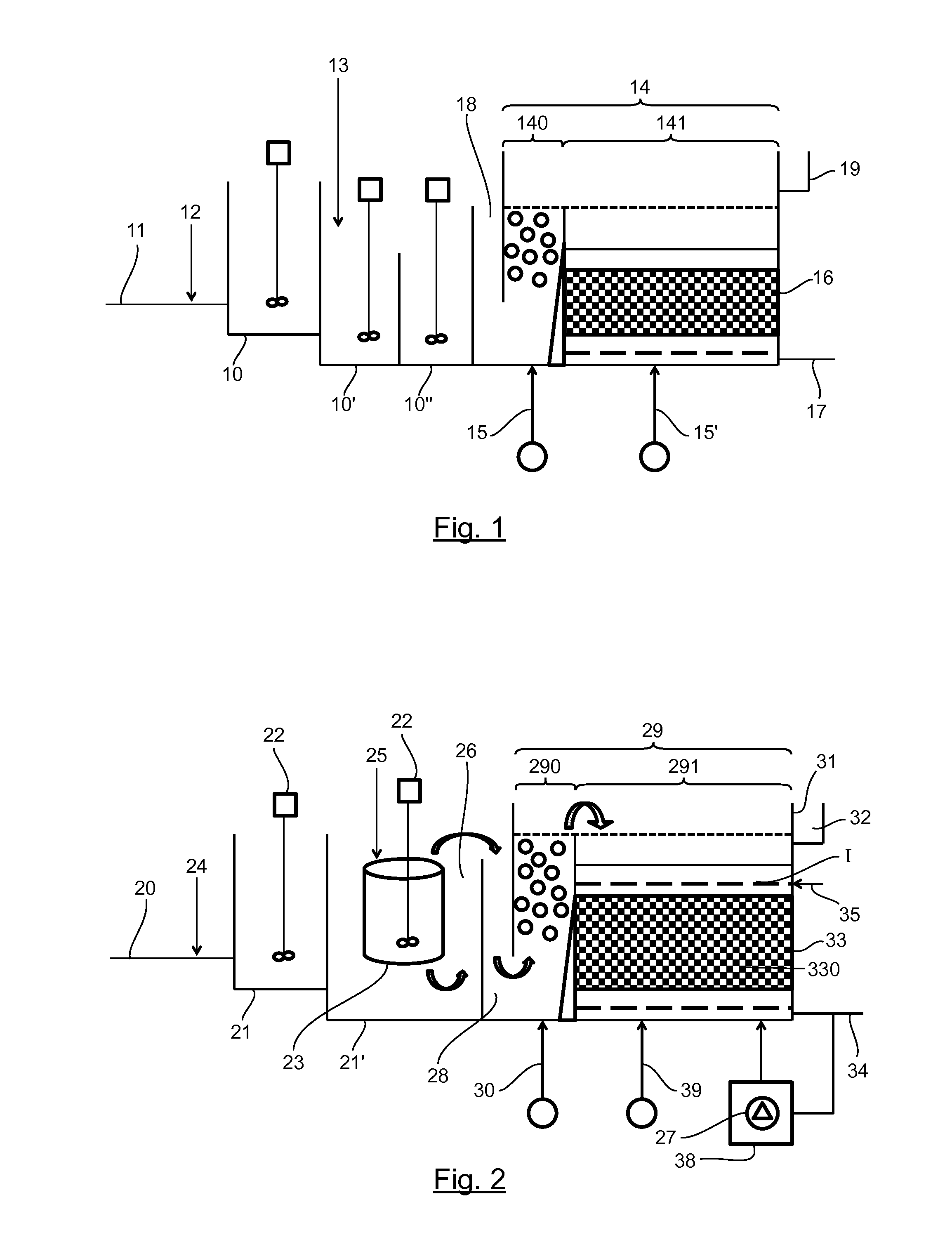 Water treatment process comprising floatation combined with gravity filtration, and corresponding equipment