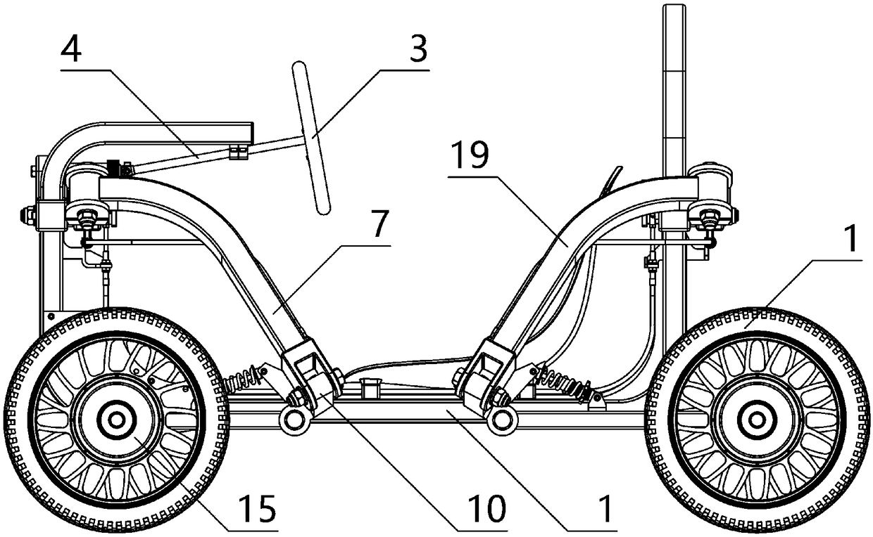 A four-wheel-drive off-road vehicle with a wheel adjustment linkage