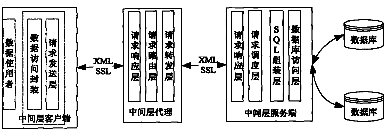 Database access agent method and system based on SSL/XML