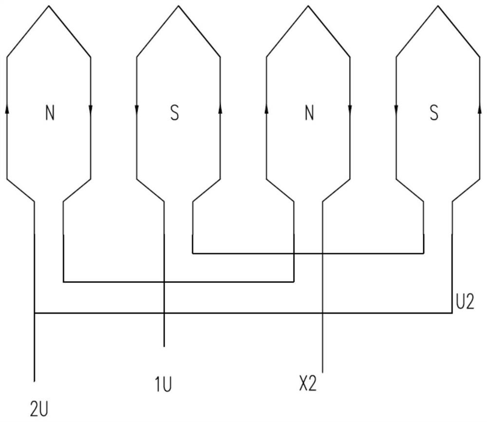 Double-layer lap winding winding structure for single-winding double-speed motor of nuclear power system