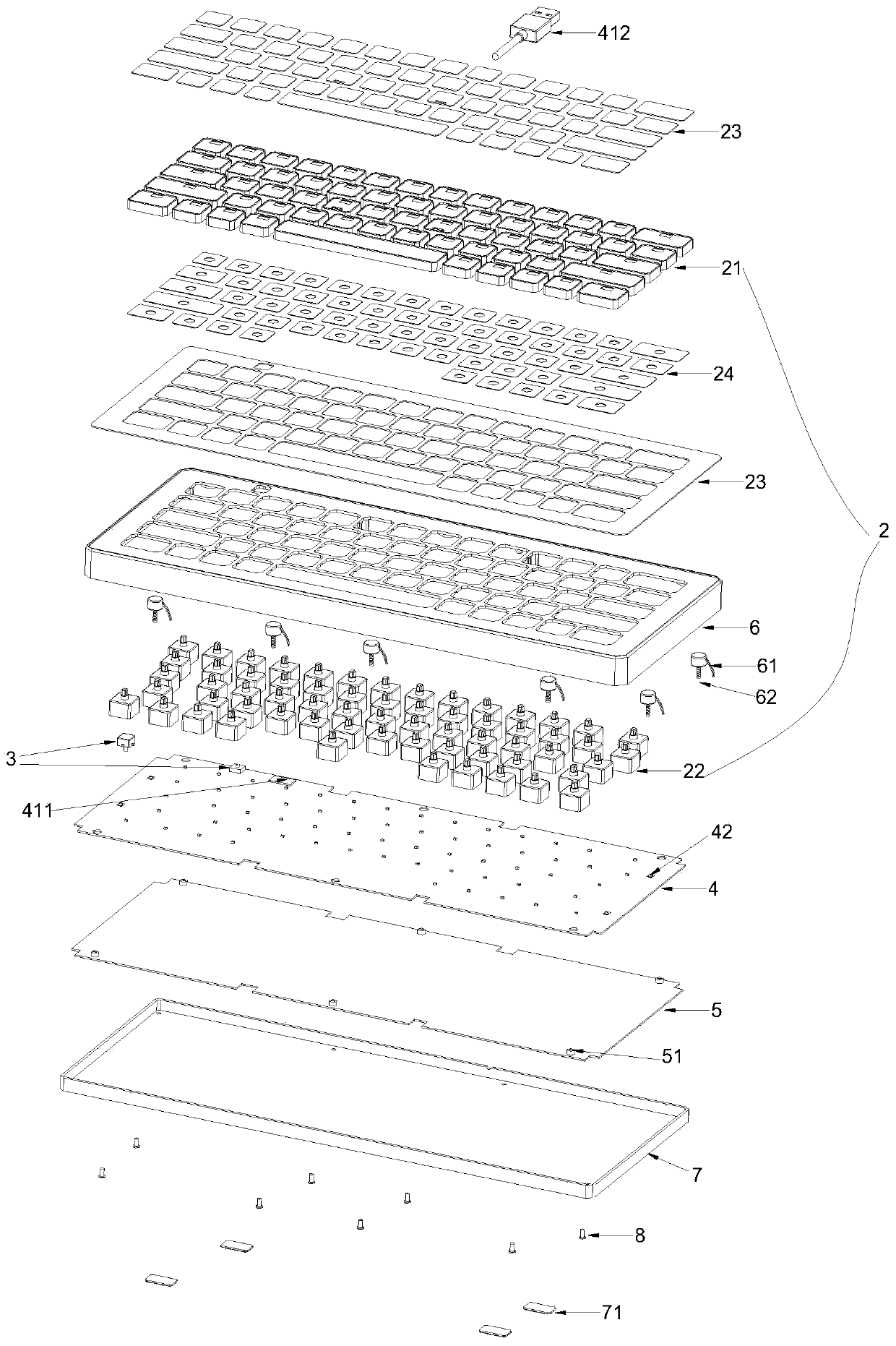 Keyboard with hidden keycap