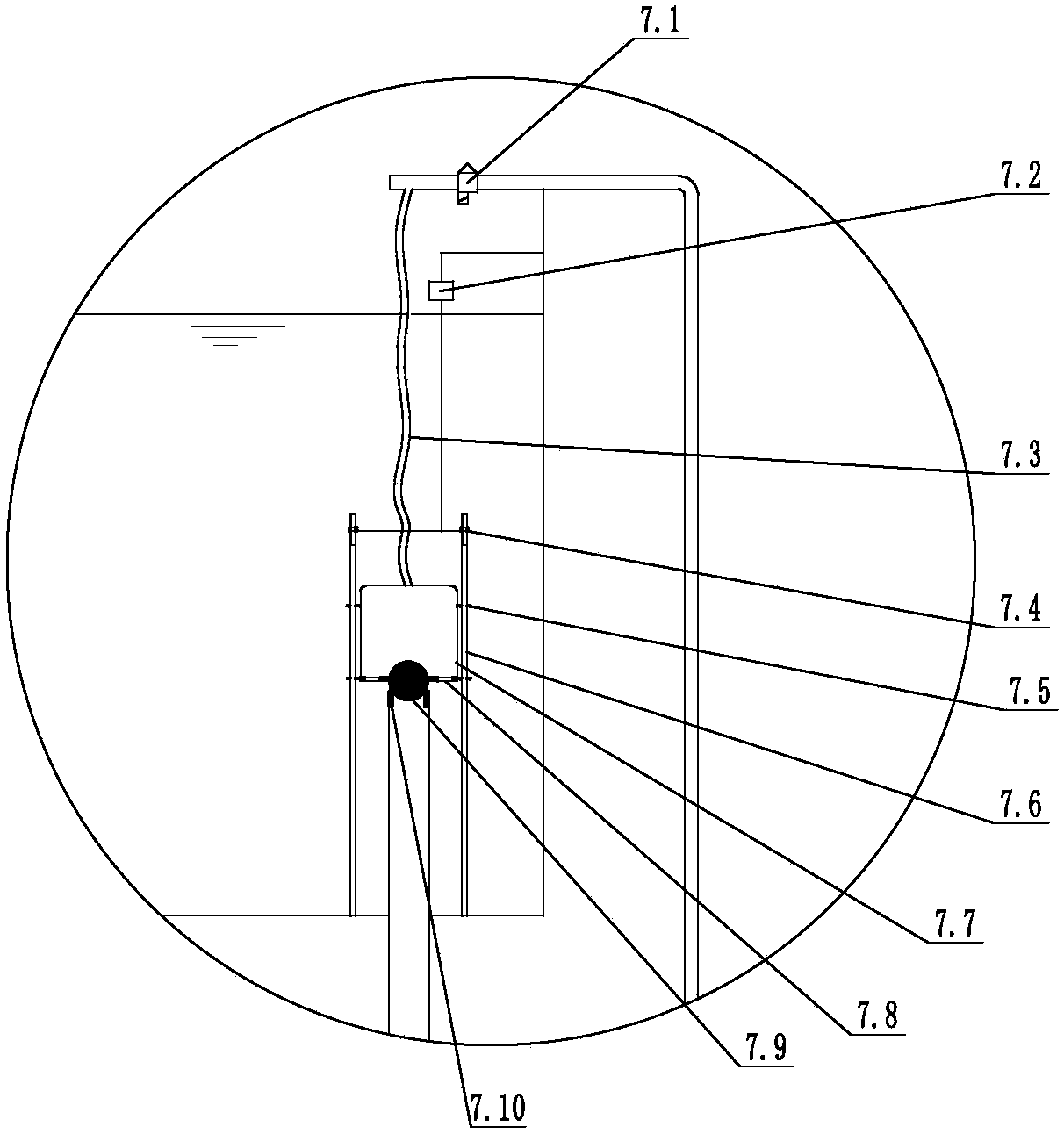 Anaerobic ammoxidation reaction device utilizing gas production for controlling water intake quantity