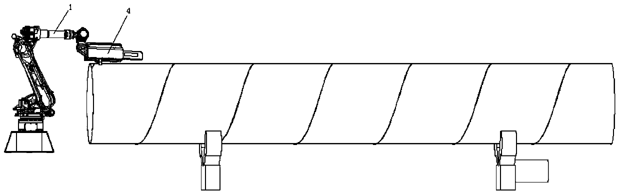 Coping and polishing method of spiral steel pipe end welding seam coping and polishing robot