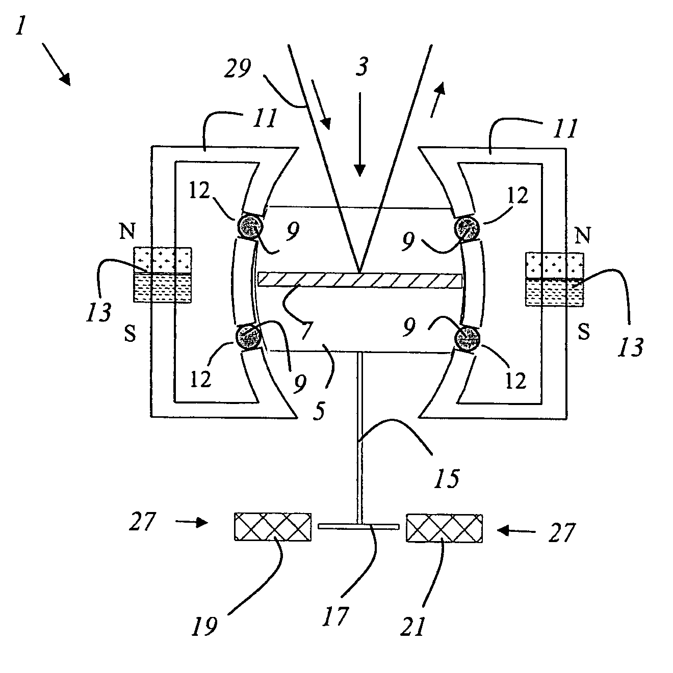 Beam deflection device