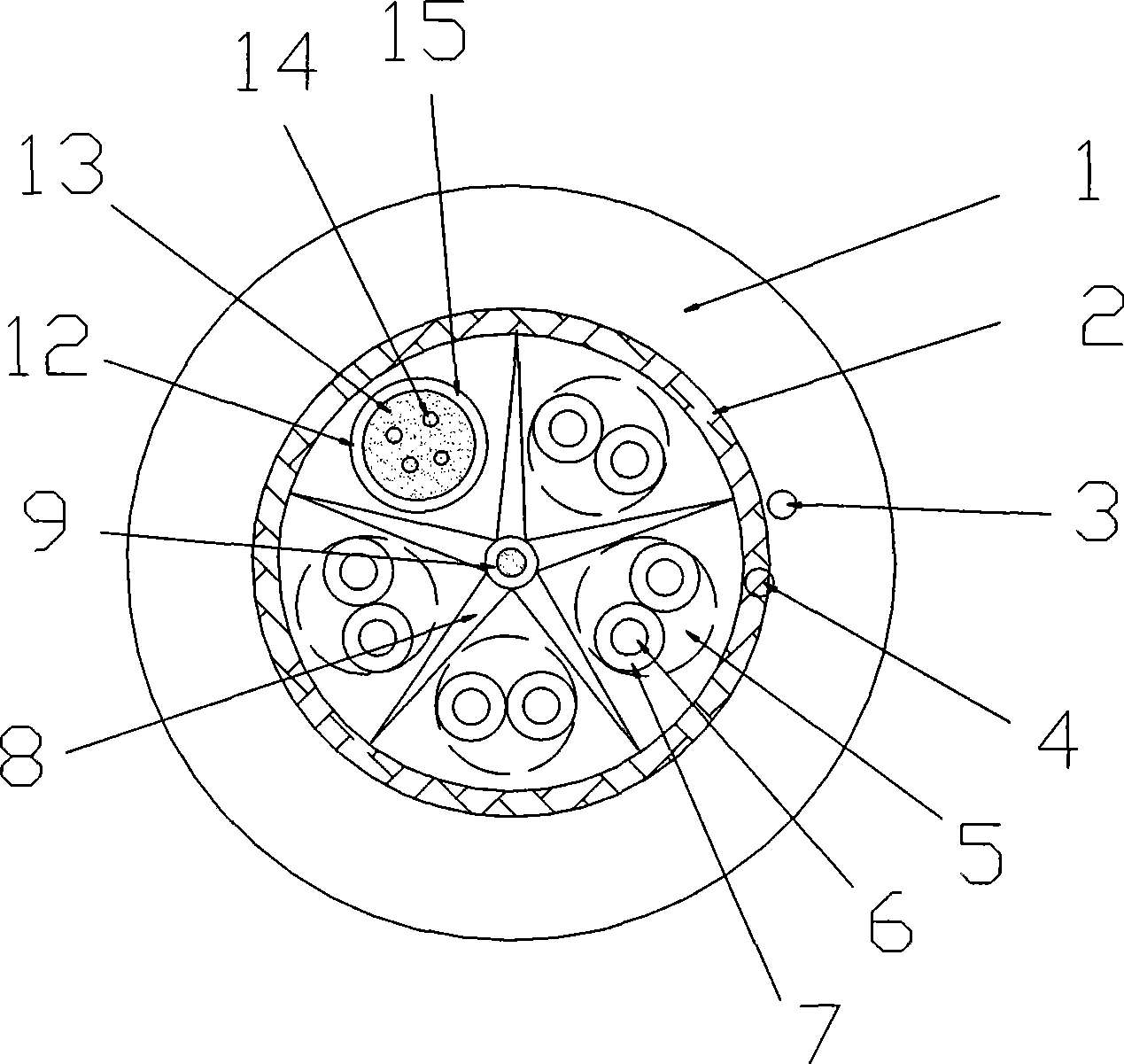 Compound rope of cable rope and optical cable