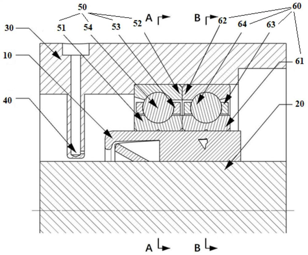 Lubricating device and method for an axial oil collector ring and an aeroengine main bearing ring