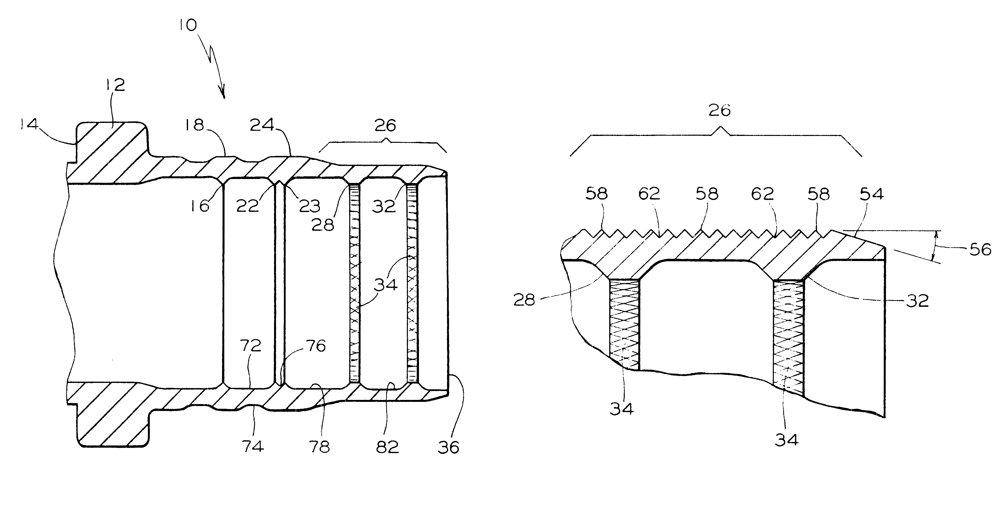 Lokring fitting having improved anti-torsion capability