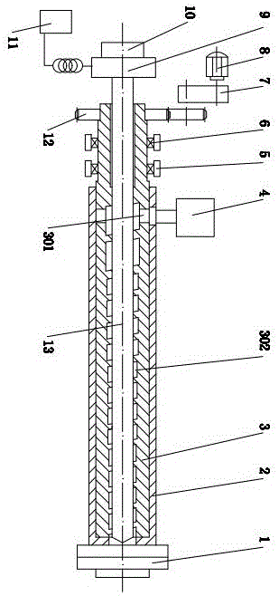 Hollow single screw extruder with vibrating mandrel