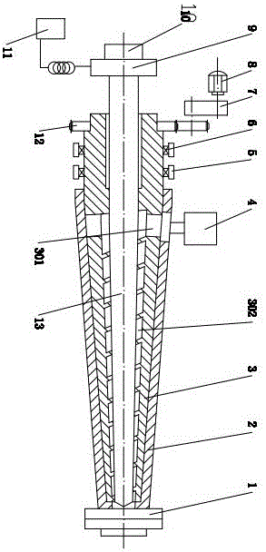 Hollow single screw extruder with vibrating mandrel