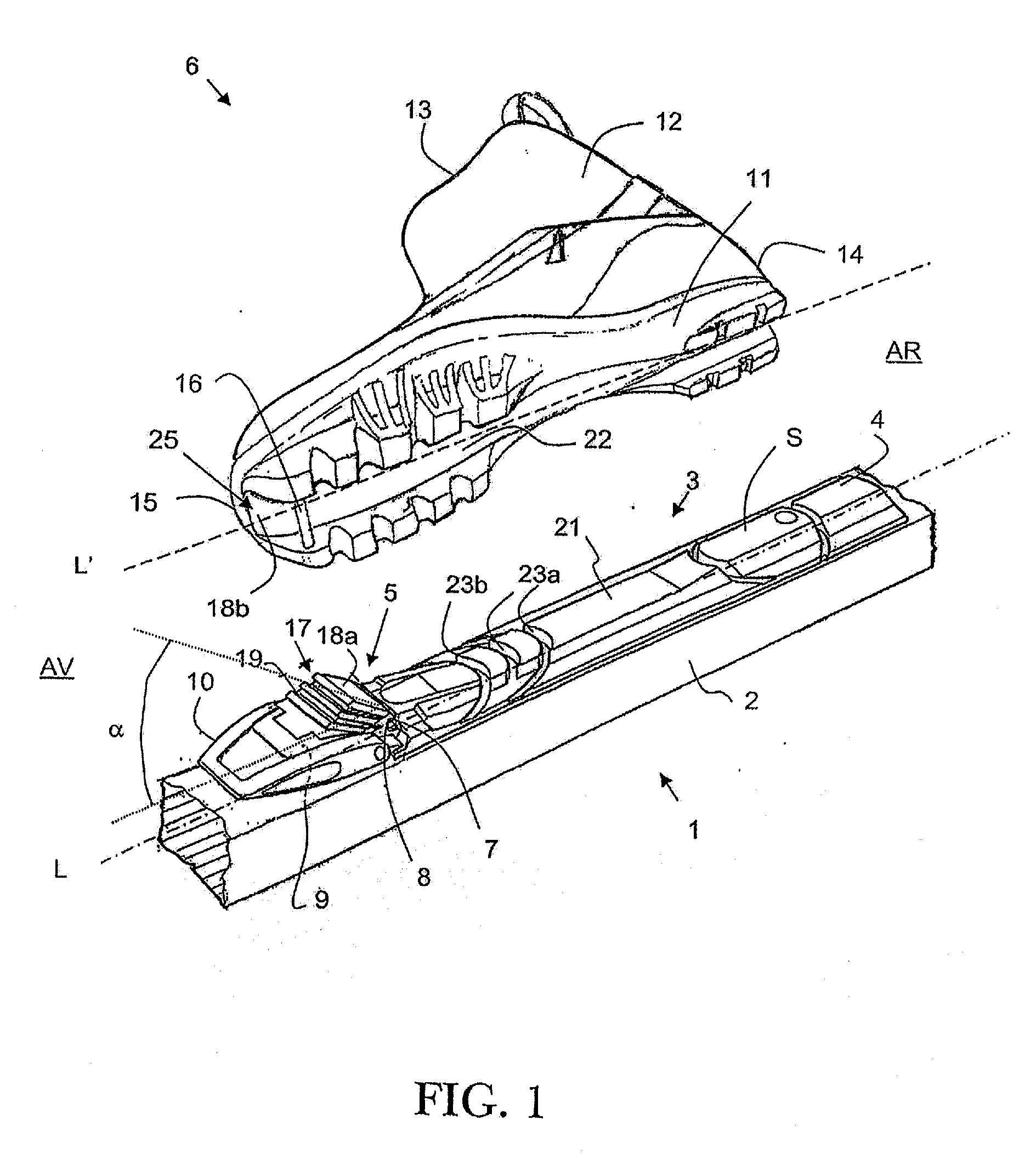 Ski binding and ski therefor