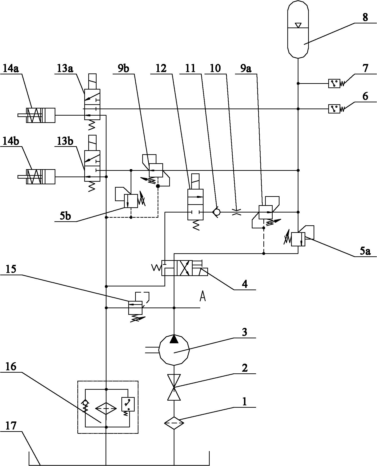 Wheeled crane and chassis hydraulic control system thereof