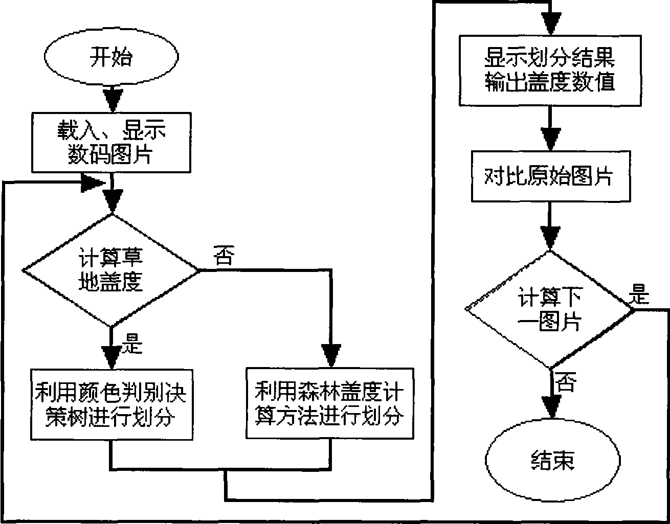 Digital visual method for rapidly measuring cover degree of grass and forest vegetation