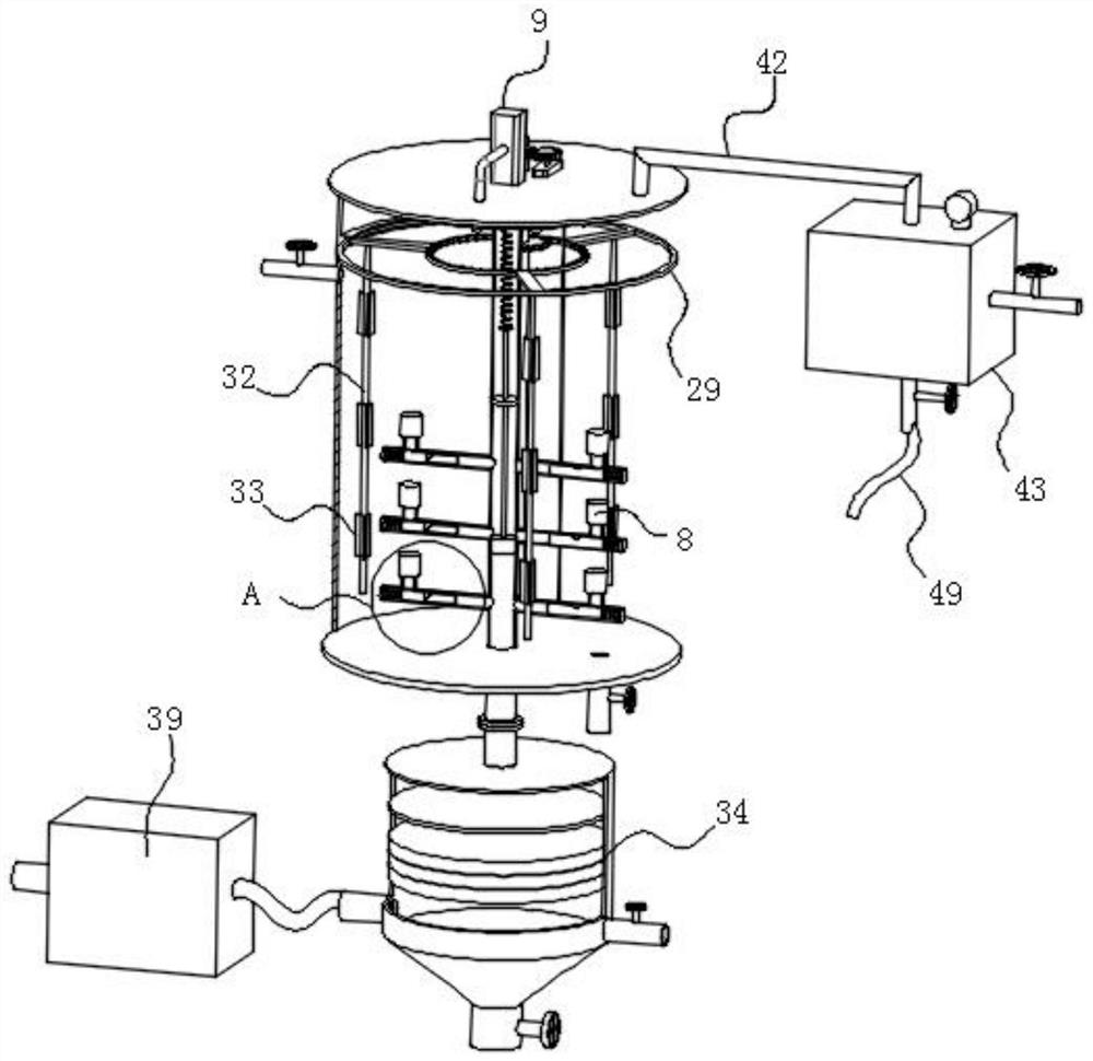 Purifying and discharging device for flue gas desulfurization and denitrification