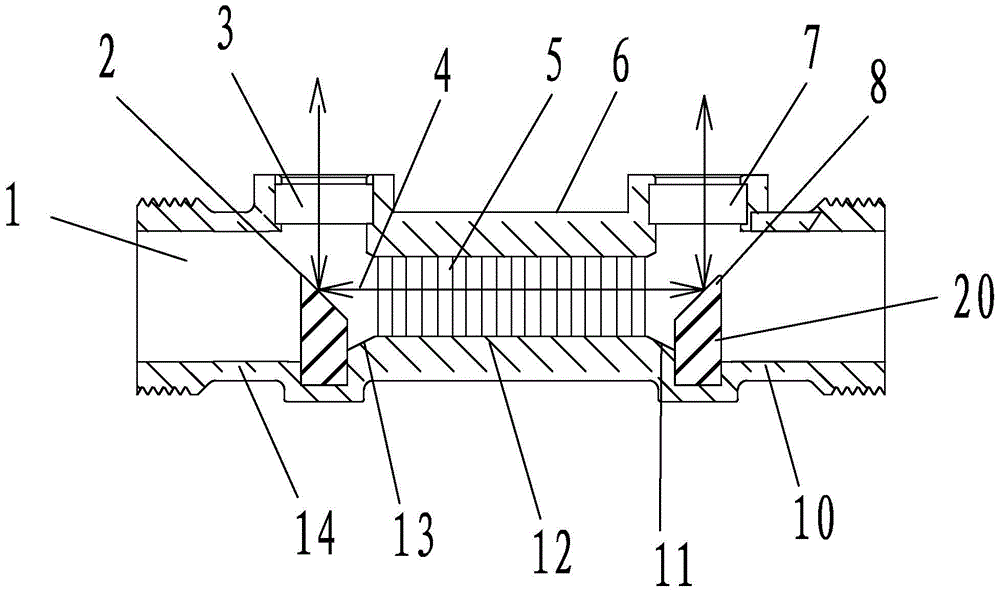 An ultrasonic liquid flow measurement device