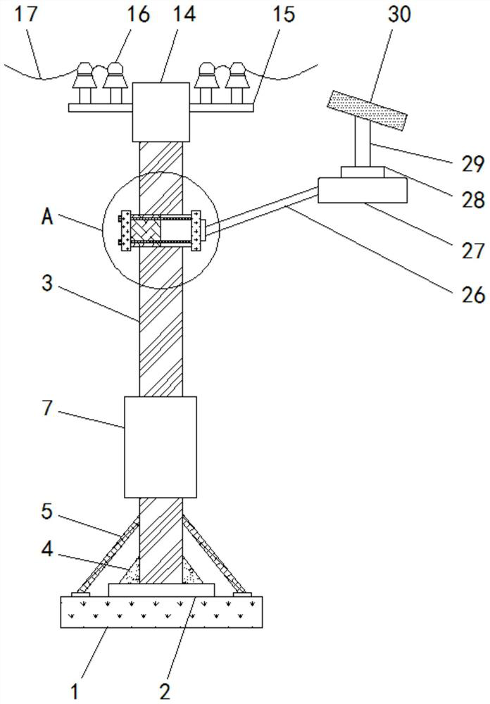 Power grid telegraph pole capable of buffering impact force