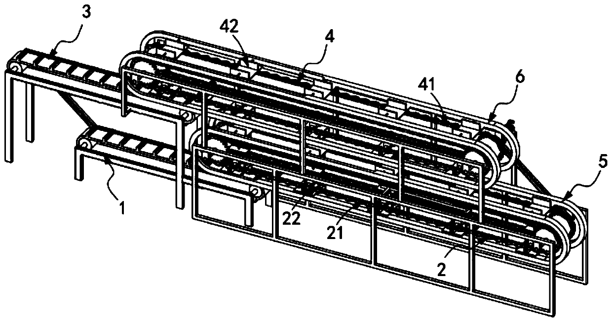 Pole plate group continuous slot entering device for lead-acid storage battery