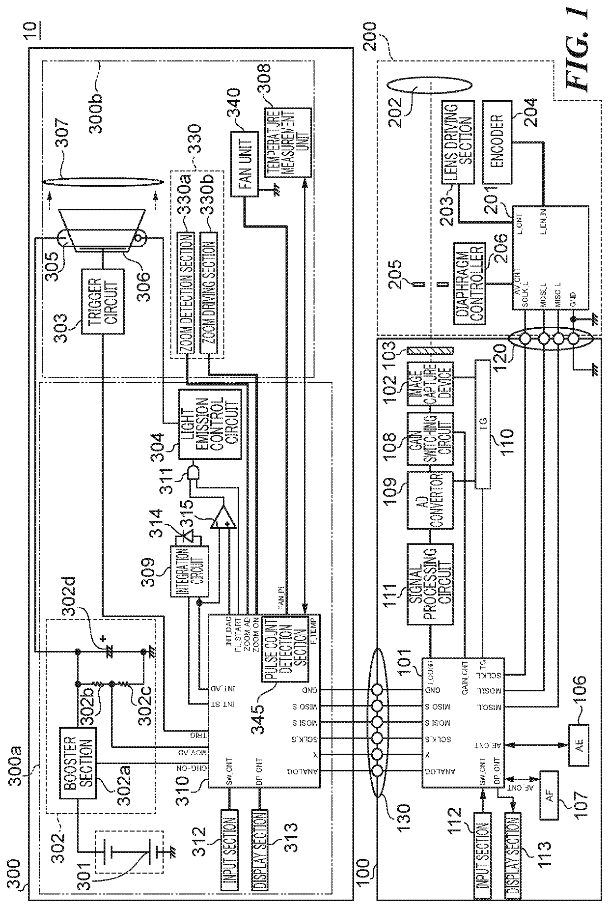 Lighting device that suppresses excessive temperature rise of light emission section, method of controlling same, and image capture apparatus