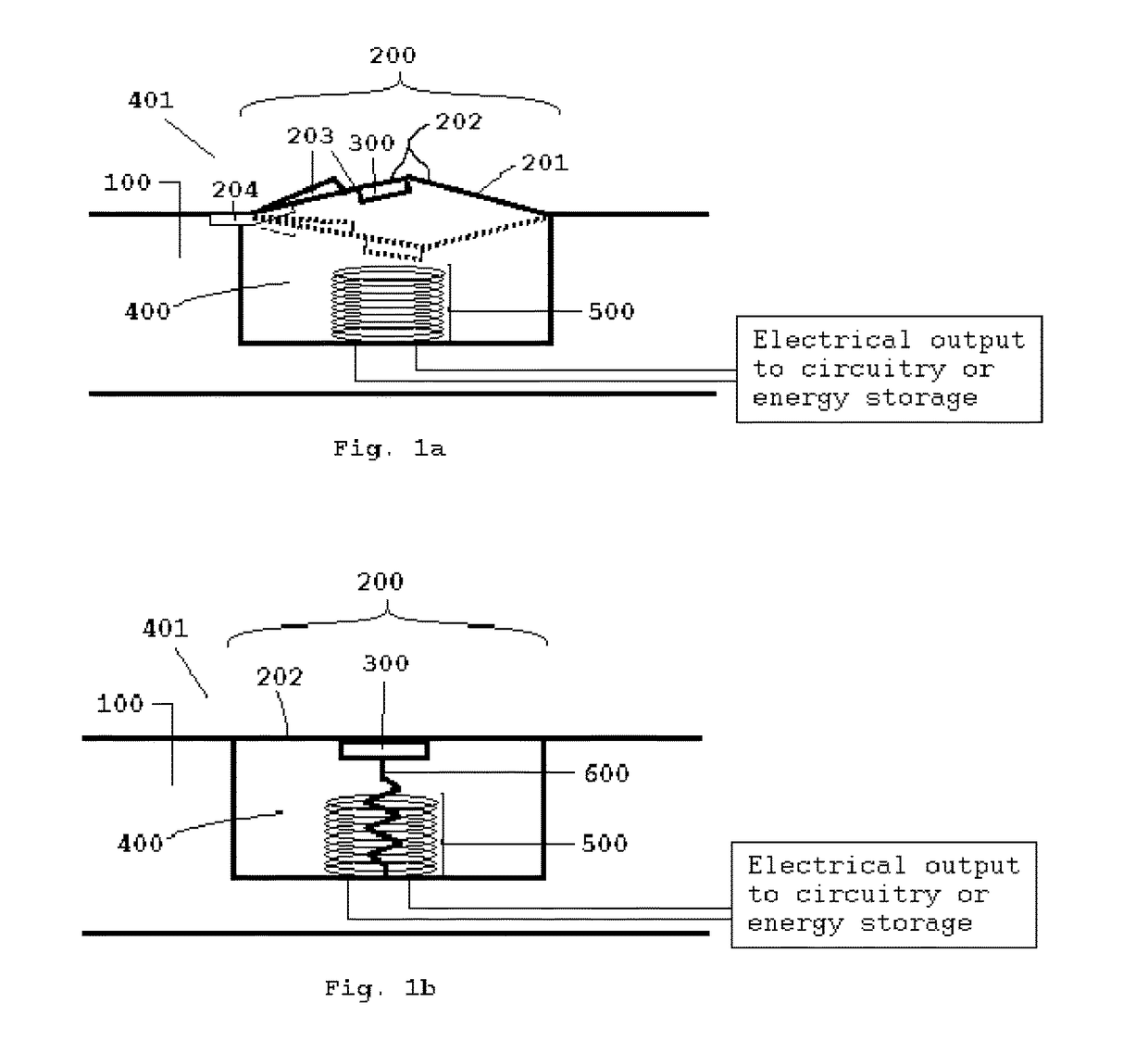 Apparatus for Generating Energy from a Fluid Flow Induced Movement of a Contacting Surface Structure Relative to an Opening to a Cavity in a Frame