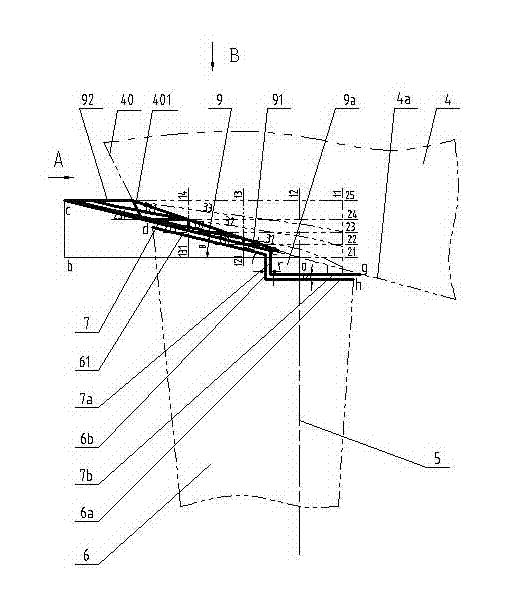 Ship line with stern transom plate and balanced rudder blade designing method