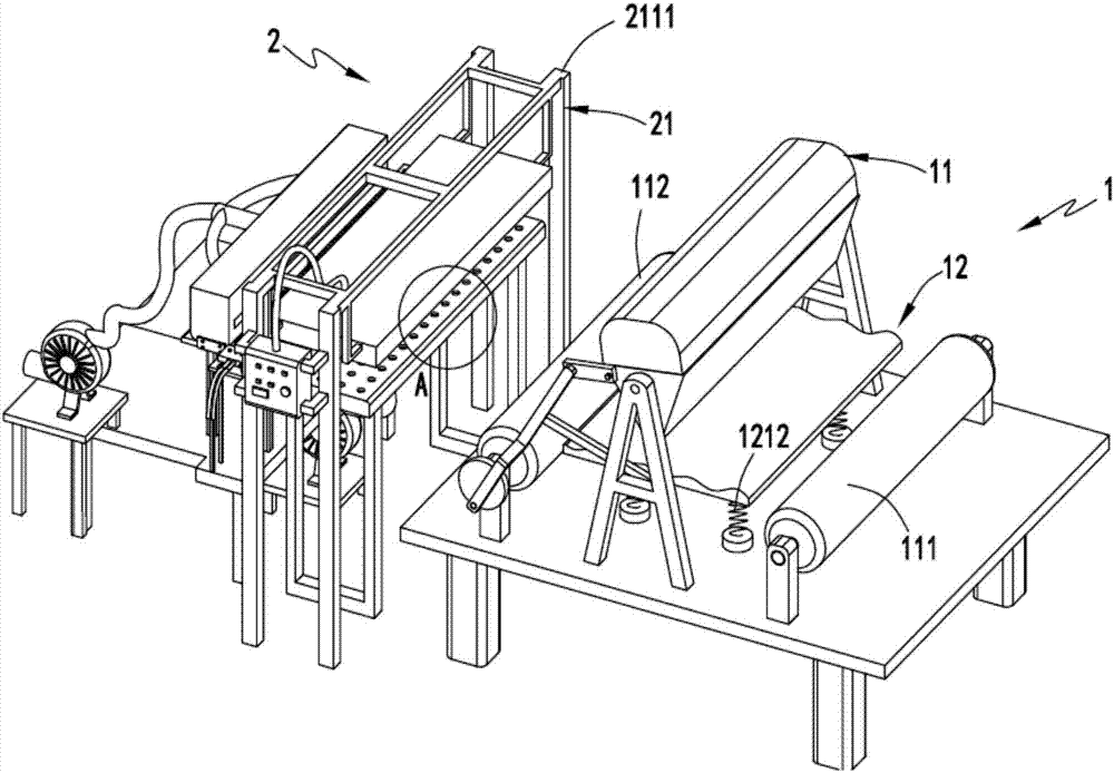 Magnetic adsorption type singeing production line