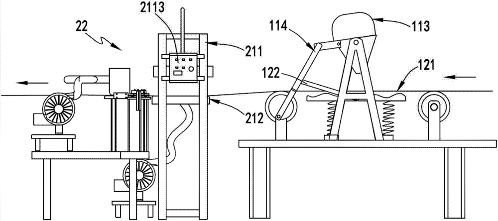 Magnetic adsorption type singeing production line