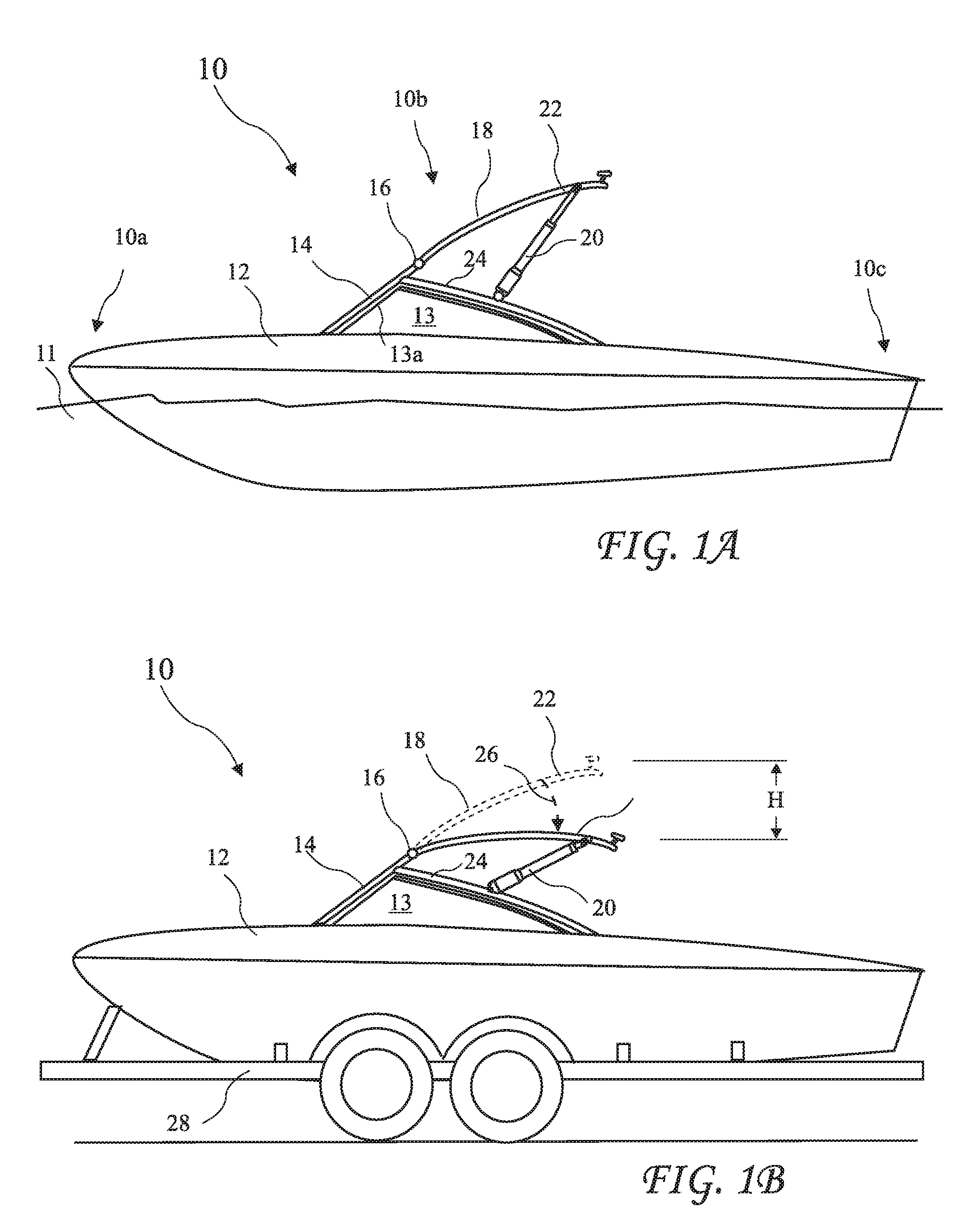 Lowerable water sport tow attachment