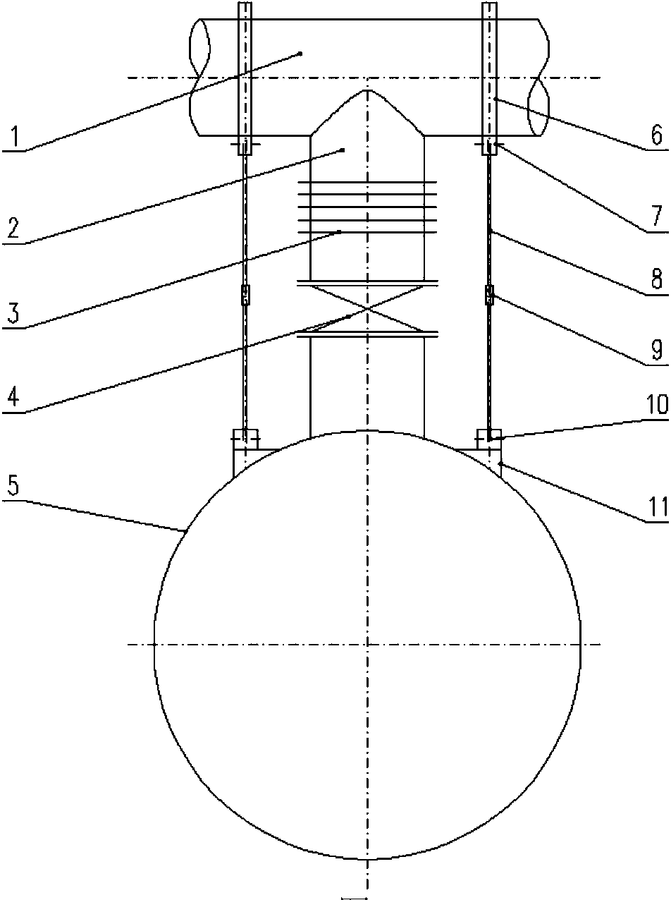 Triangular flexible large pull rod device with hot air pipelines