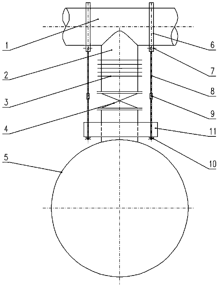 Triangular flexible large pull rod device with hot air pipelines