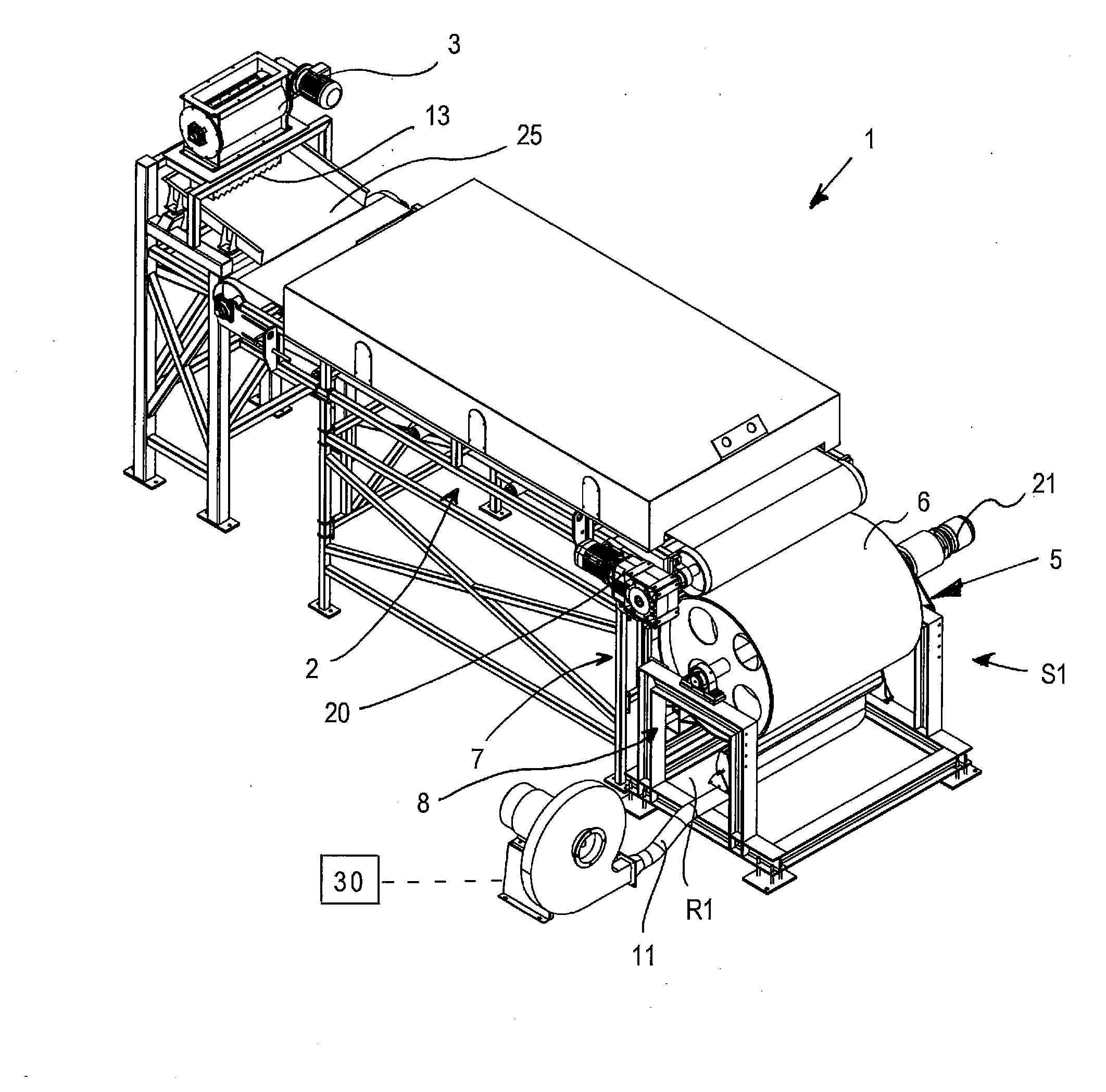 Apparatus and method for separating materials of various type