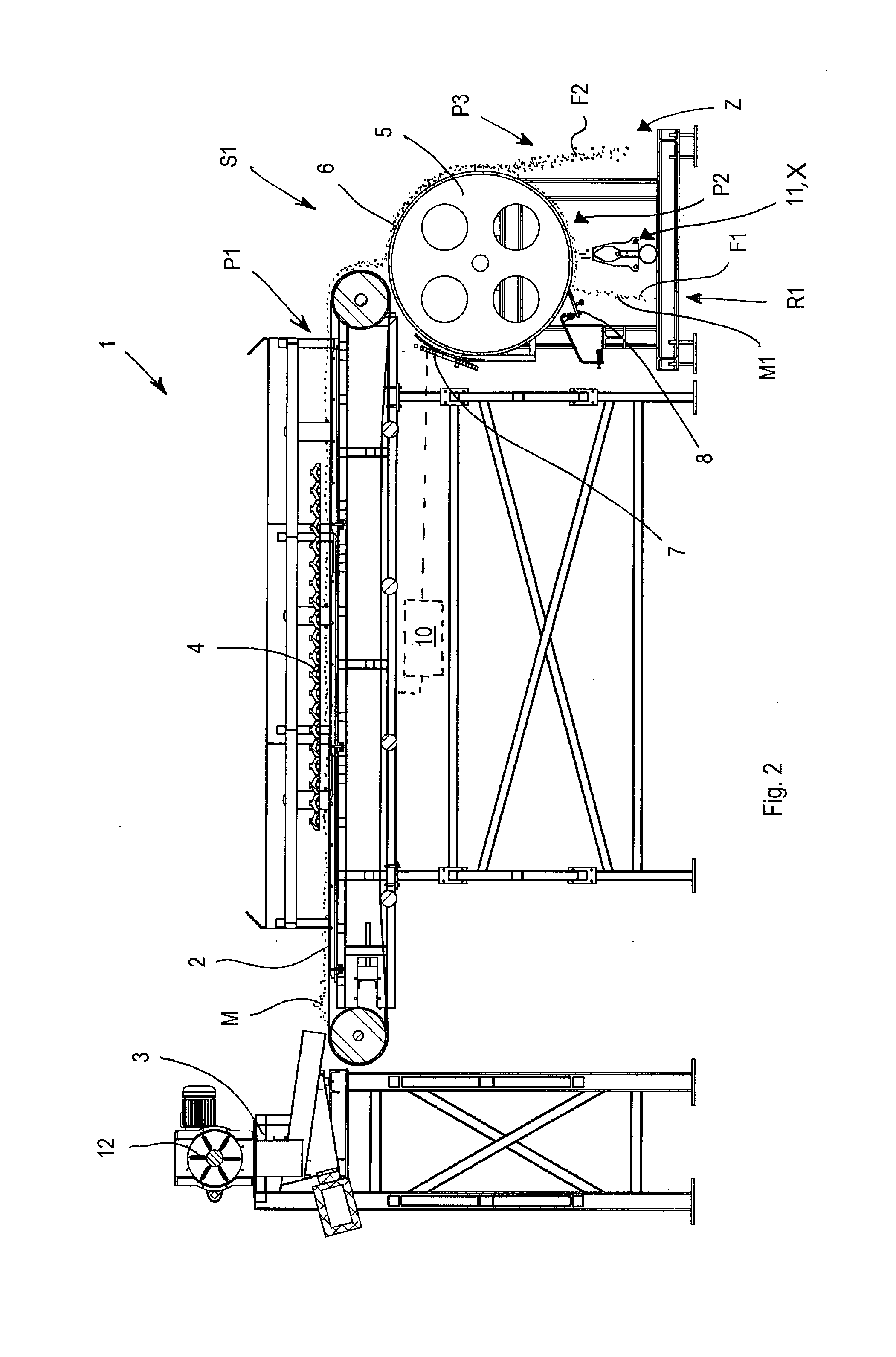 Apparatus and method for separating materials of various type