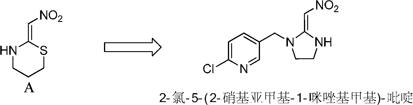 Synthesis process of 2-chlorin-5-((2-(nitryl methylene) imidazoline-1-yl) methyl) pyridine