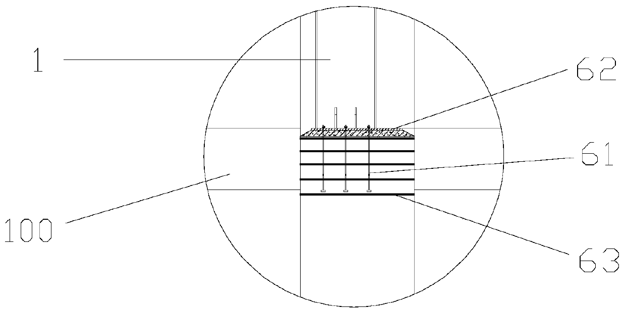 Large-span step-by-step cantilever inclined strut structure based on pull-up and lower-insertion structure and construction method of large-span step-by-step cantilever inclined strut structure