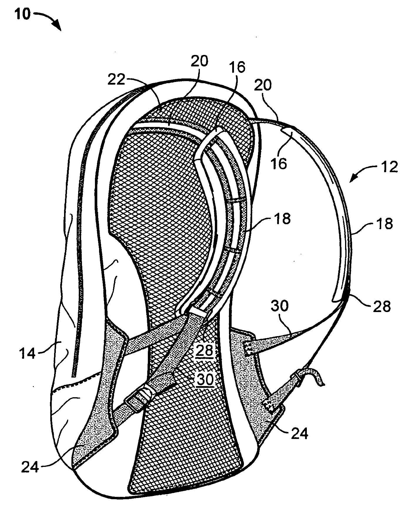 Backpack having distributed-load shoulder strap system