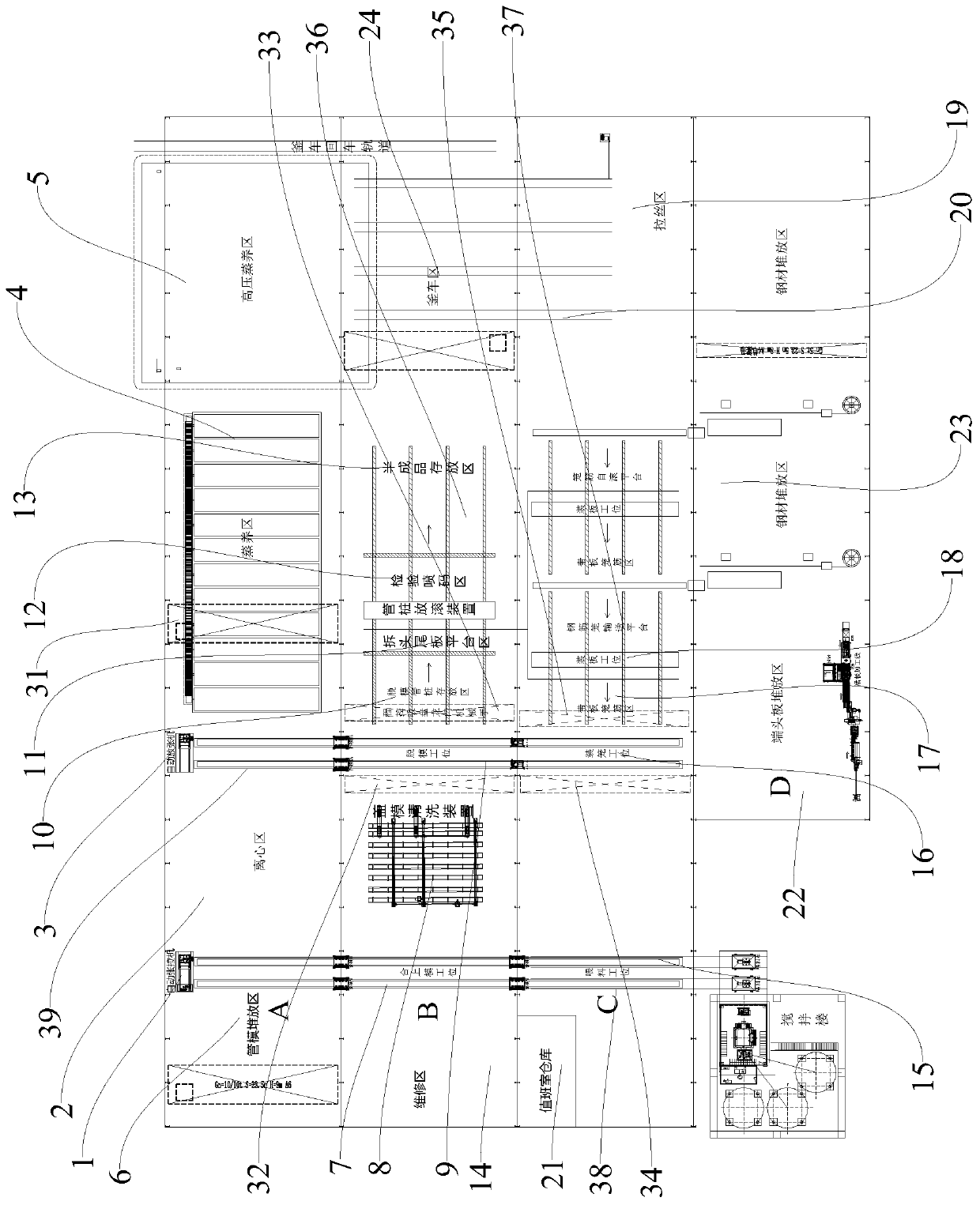 Concrete pipe pile automatic production line