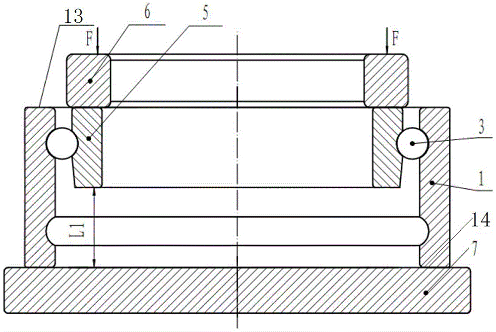 Double channel outer ring series connection type assembly angle contact ball bearing and assembly method thereof