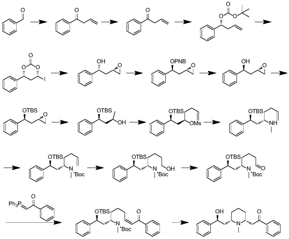 Method for synthesizing lobeline hydrochloride intermediate through enzyme catalysis chiral reduction