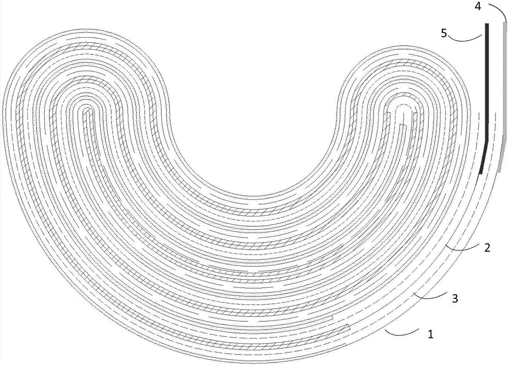 Arc-shaped lithium ion secondary battery and manufacturing method thereof