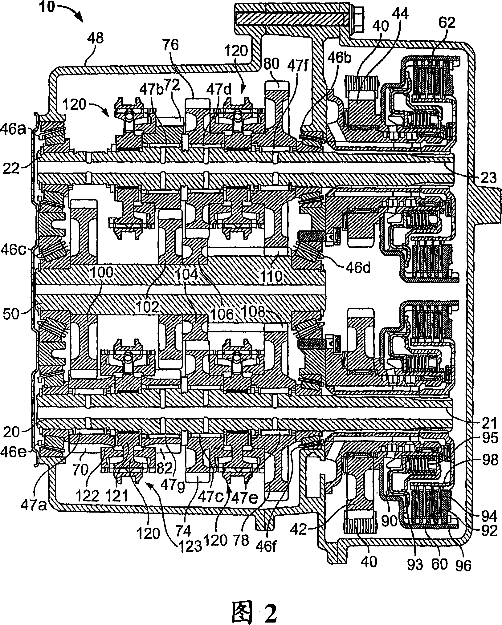 Power flow configuration for dual clutch transmission mechanism