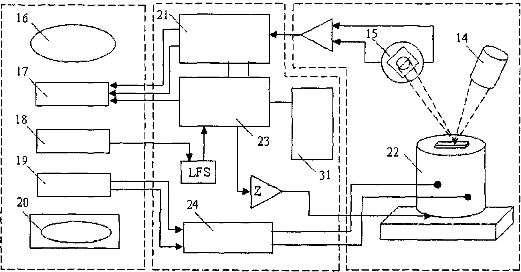 Nano operating device with near-field optical tweezers and AFM probe