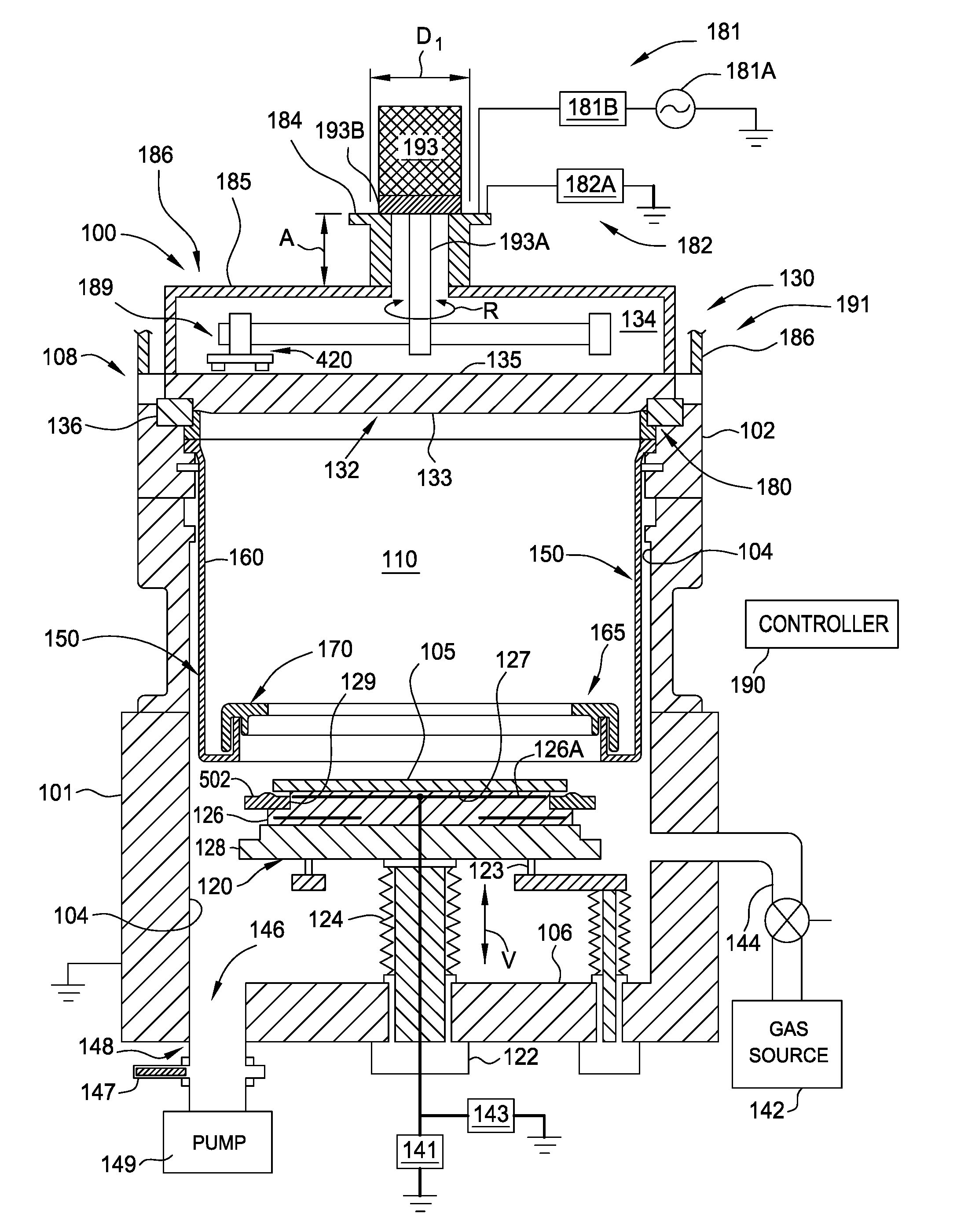 High pressure rf-dc sputtering and methods to improve film uniformity and step-coverage of this process