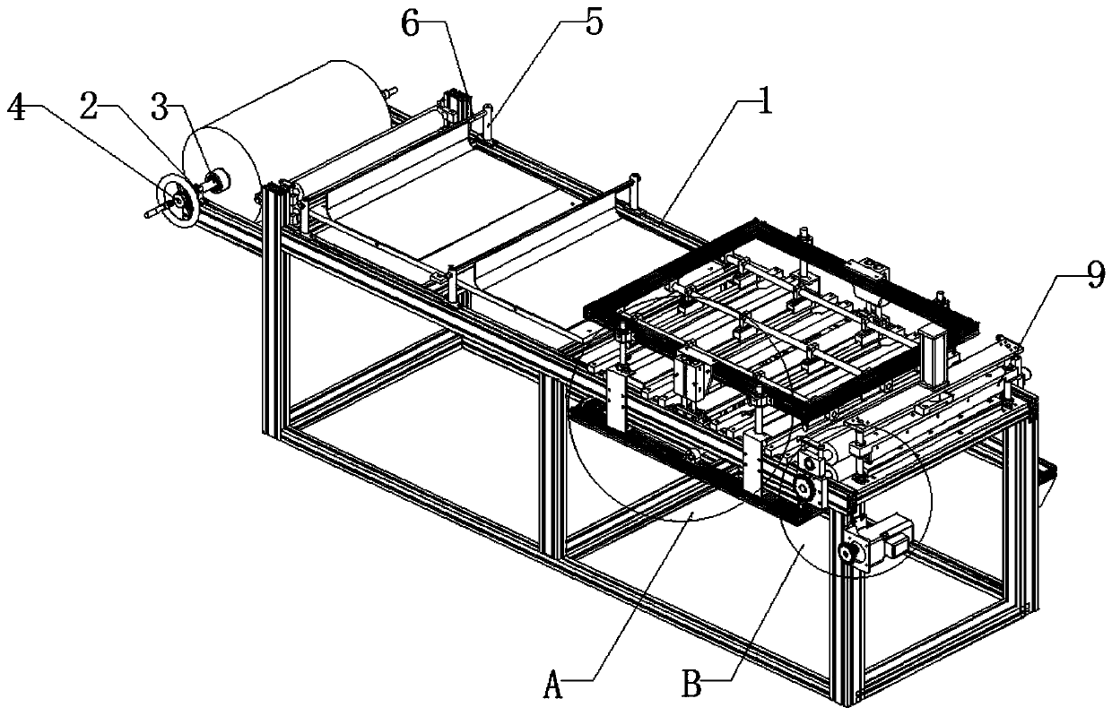 Fiberglass mesh cloth forming device and operation method thereof