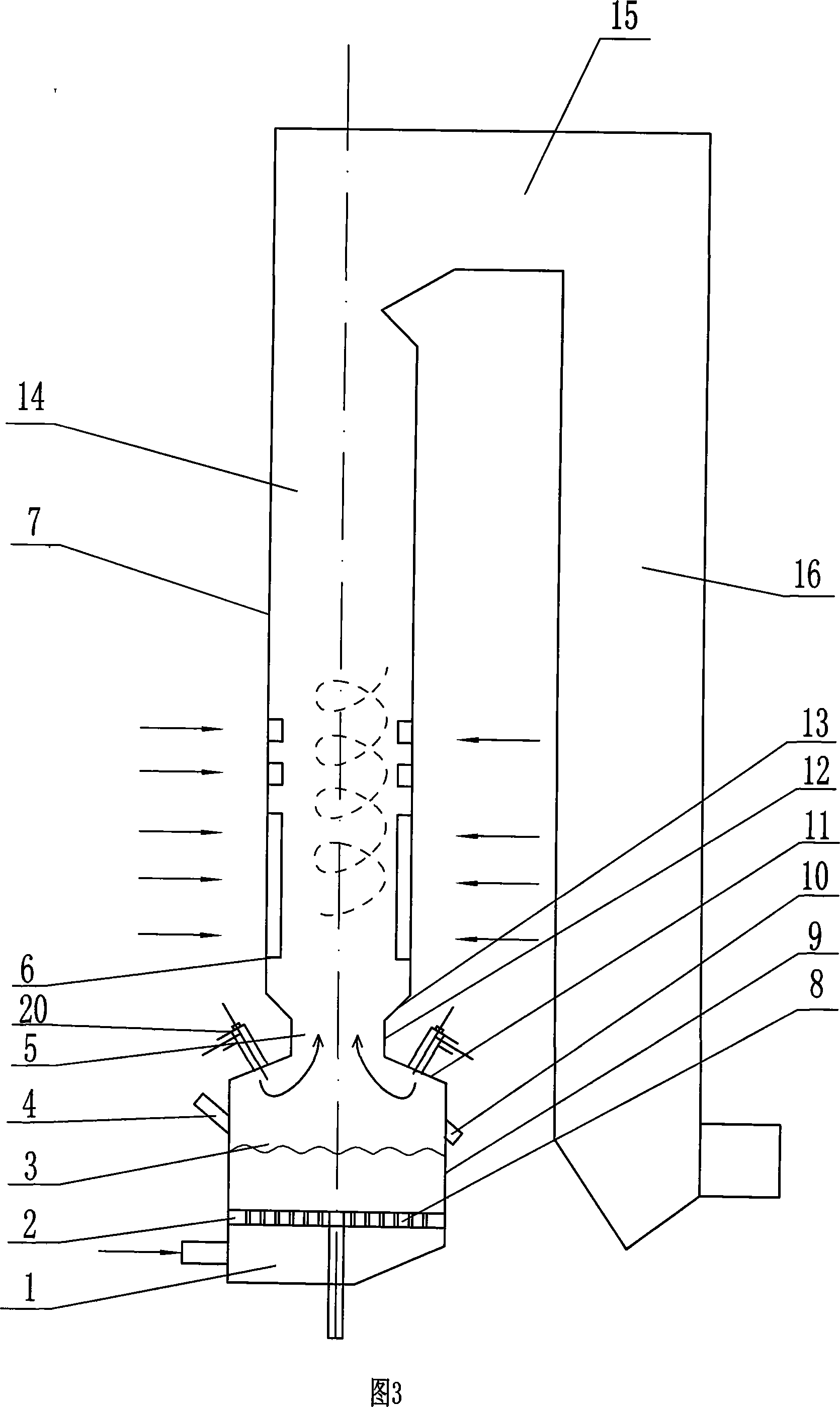 Fluidization-suspending two-stage type compound combustion device