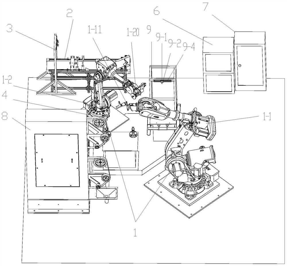 Heterogeneous part intelligent dual robot detection grinding and polishing system and machining method