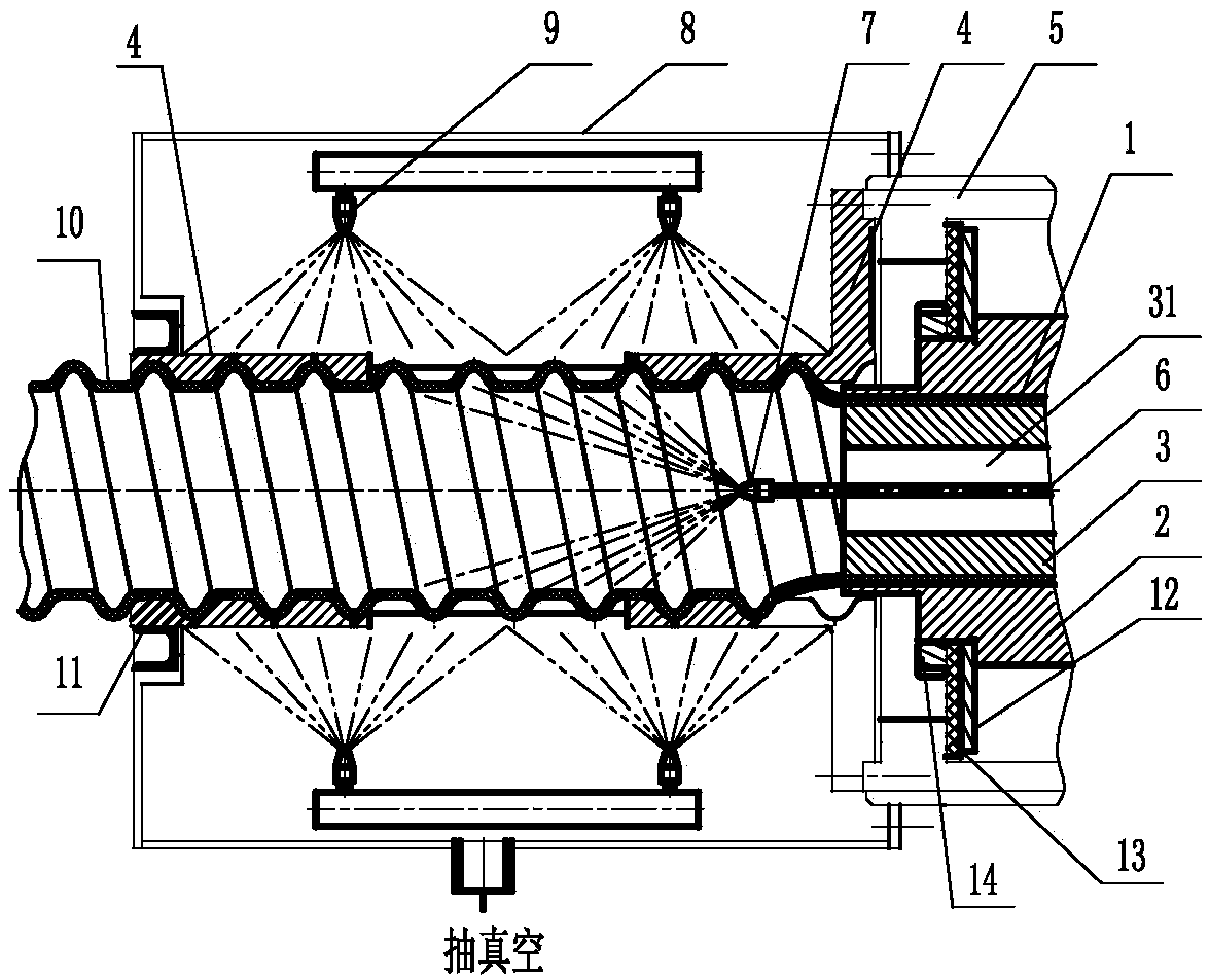 Polypropylene corrugated pipe sizing die and corrugated pipe forming machine head containing the sizing die