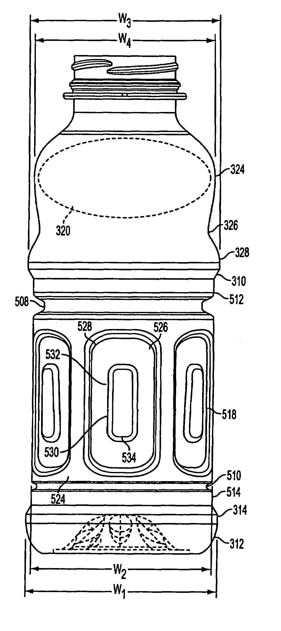 Hot-fillable container with a waisted dome