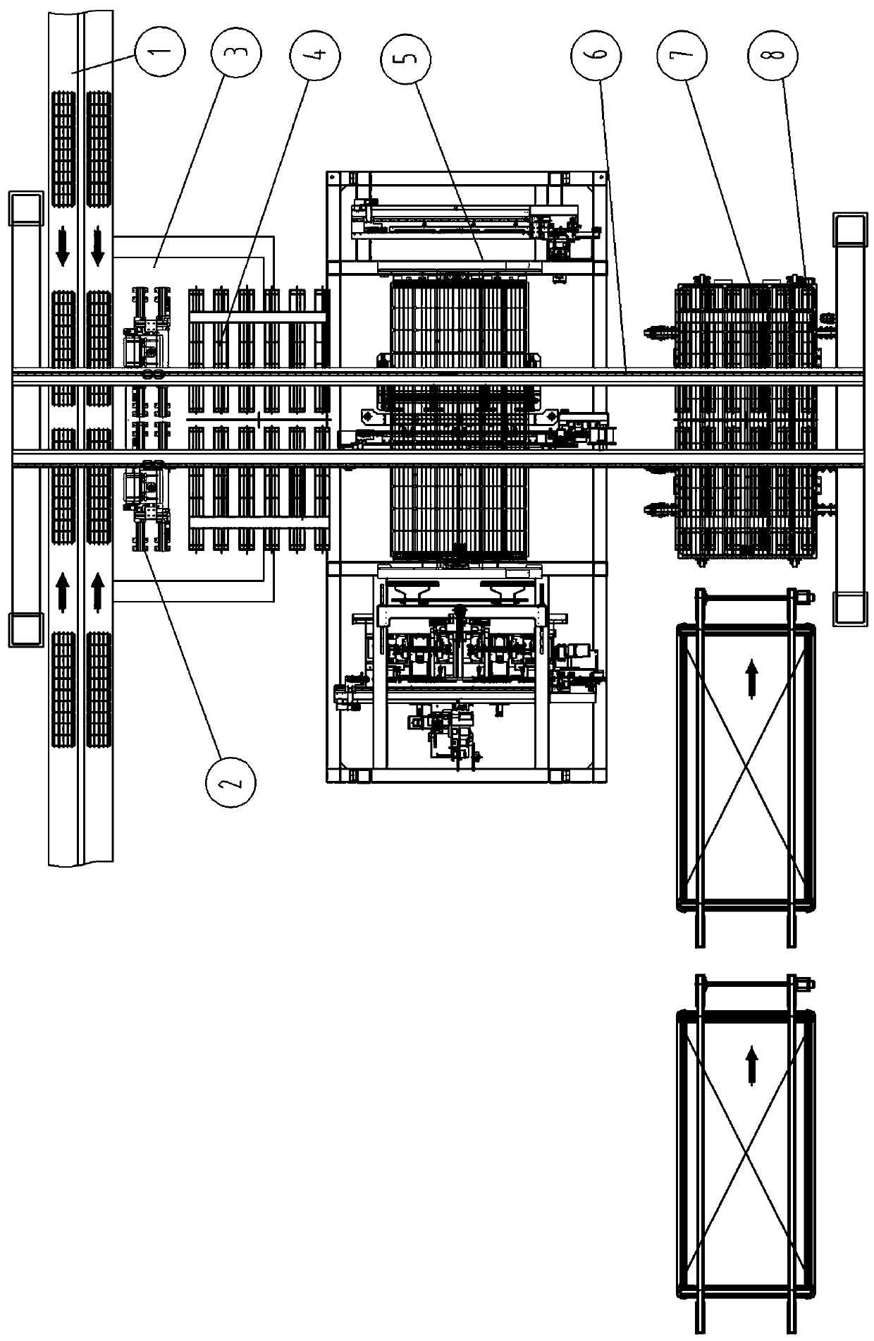 Photovoltaic assembly battery string precise layout and bus bar efficient welding machine