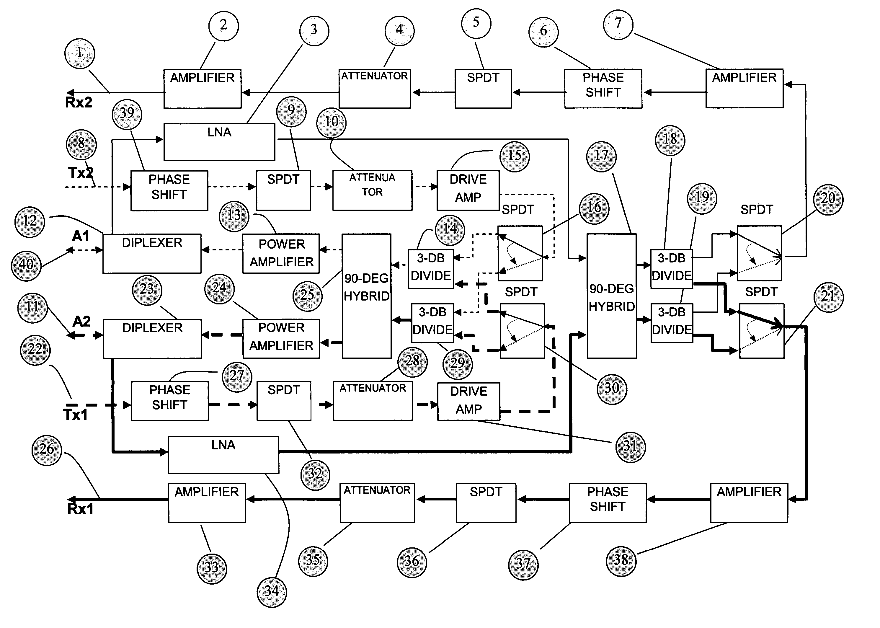 T/R module for satellite TT and C ground link